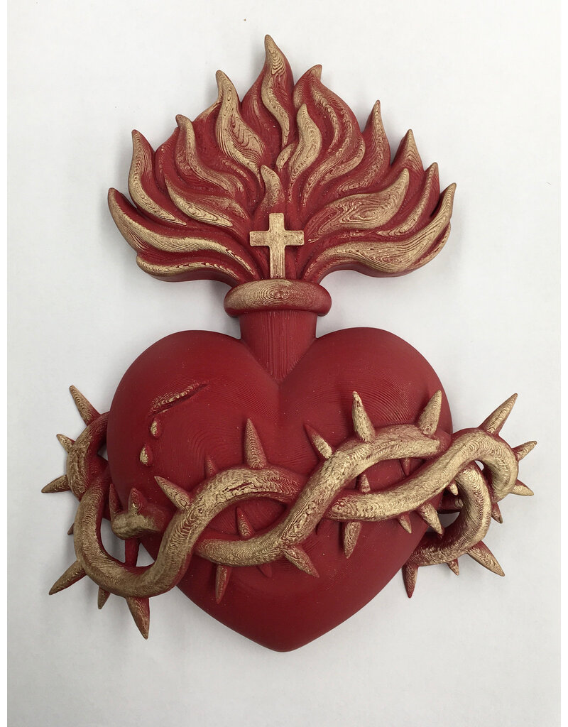 Be Still Prayer Space 3D Printed Sacred Heart 6.5" x 5" - Red | Be Still Prayer Space