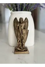 Be Still Prayer Space 3D Printed 5" St. Michael Conquering Snake Statue - Bronze | Be Still Prayer Space
