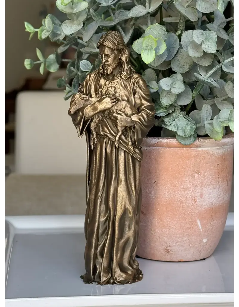 Be Still Prayer Space 3D Printed Good Shepherd Jesus and Lamb, 10" White | Be Still Prayer Space