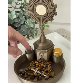 Be Still Prayer Space 3D Printed Holy Water Rosary Holder with Statue Platform - Jerusalem Cross & Monstrace | Be Still Prayer Space