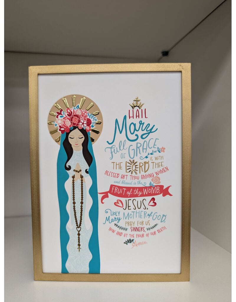 Be Still Prayer Space Hail Mary Prayer Card, Our Lady of the Rosary, gold frame | Be Still Prayer Space