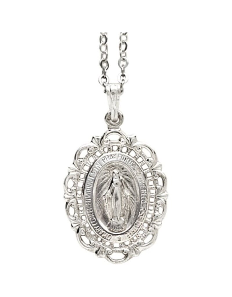 Wallace Brothers Manufacturing Sterling Silver Filigree Lace Miraculous Medal