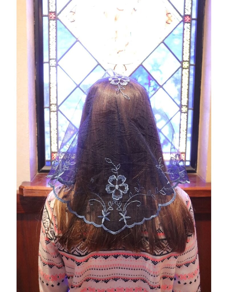 St. Stephen's Bookstore Spanish Mantilla Veil Rosa Navy Blue