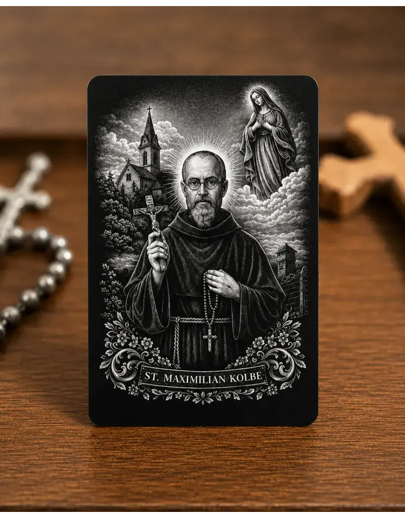 St. Maximilian Kolbe - Metal Prayer Card