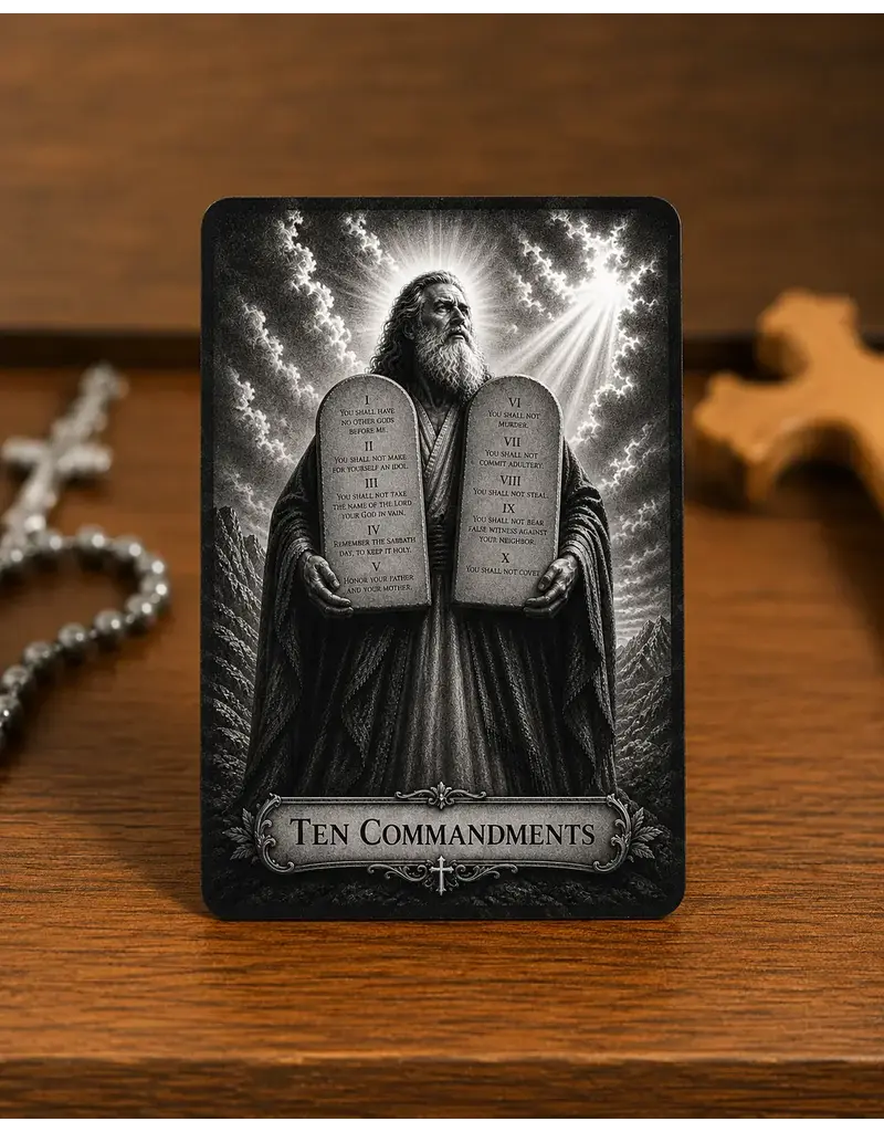 Ten Commandments - Metal Prayer Card