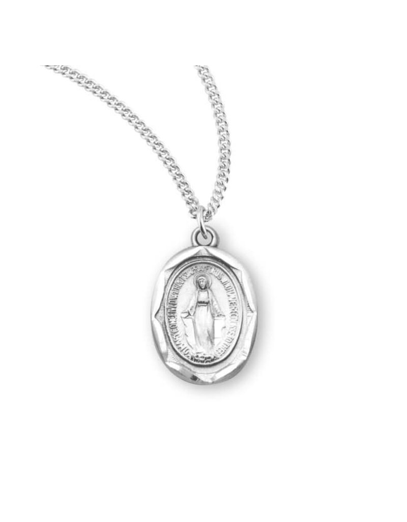 HMH Religious Sterling Silver Miraculous Medal With 18" Chain Necklace