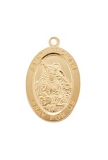 HMH Religious Large Gold over Sterling Silver St. Michael Medal on 24" Chain