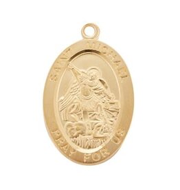 HMH Religious Large Gold over Sterling Silver St. Michael Medal on 24" Chain