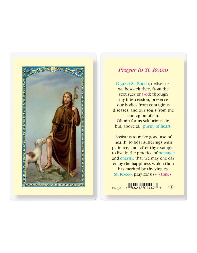 WJ Hirten St Rocco Laminated Holy Card