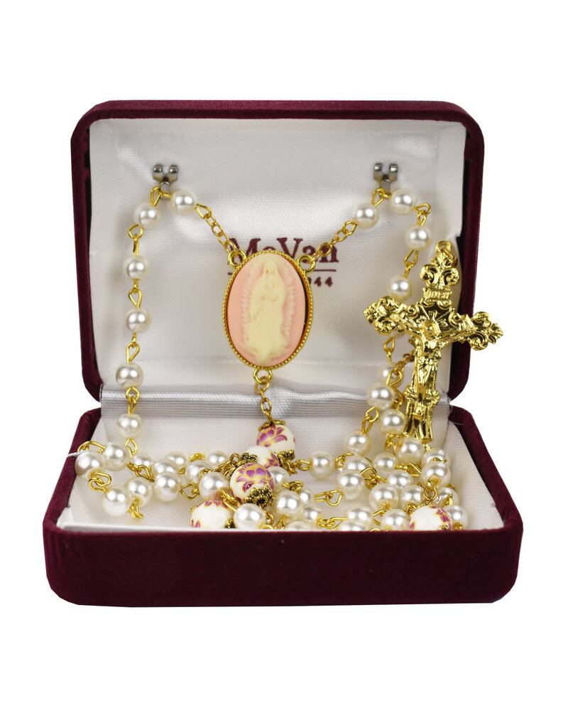 McVan 6mm Pearl Guadalupe Cameo Rosary