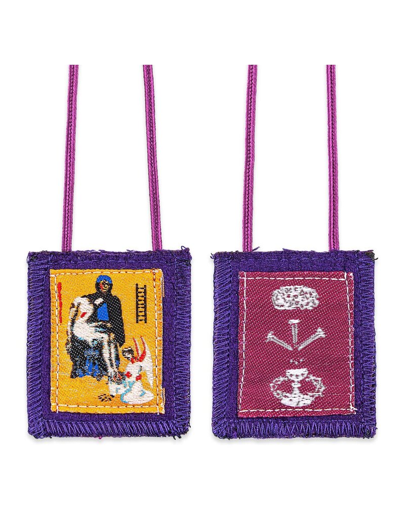 WJ Hirten 1 3/4" x 2" Benediction Purple Wool Scapular