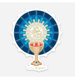 Be Still Prayer Space Dark Blue Blessed Sacrament Sticker 3.5" x 4.5" | Be Still Prayer Space