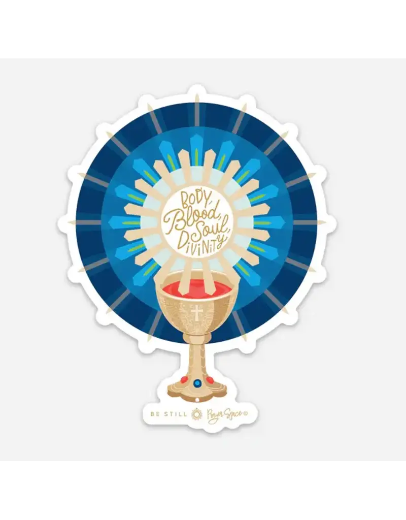 Be Still Prayer Space Dark Blue Blessed Sacrament Sticker 3.5" x 4.5" | Be Still Prayer Space
