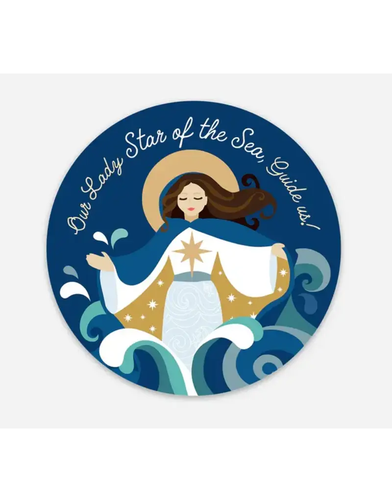 Be Still Prayer Space Our Lady Star of the Sea, Circle Sticker | Be Still Prayer Space