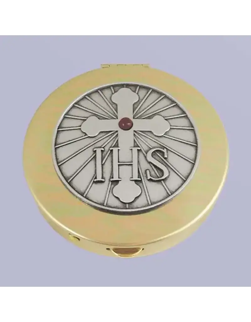 CA gift Brass IHS Cross Pyx (Size 1, 6-9 Hosts)