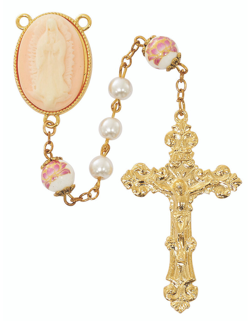McVan 6mm Pearl Guadalupe Cameo Rosary