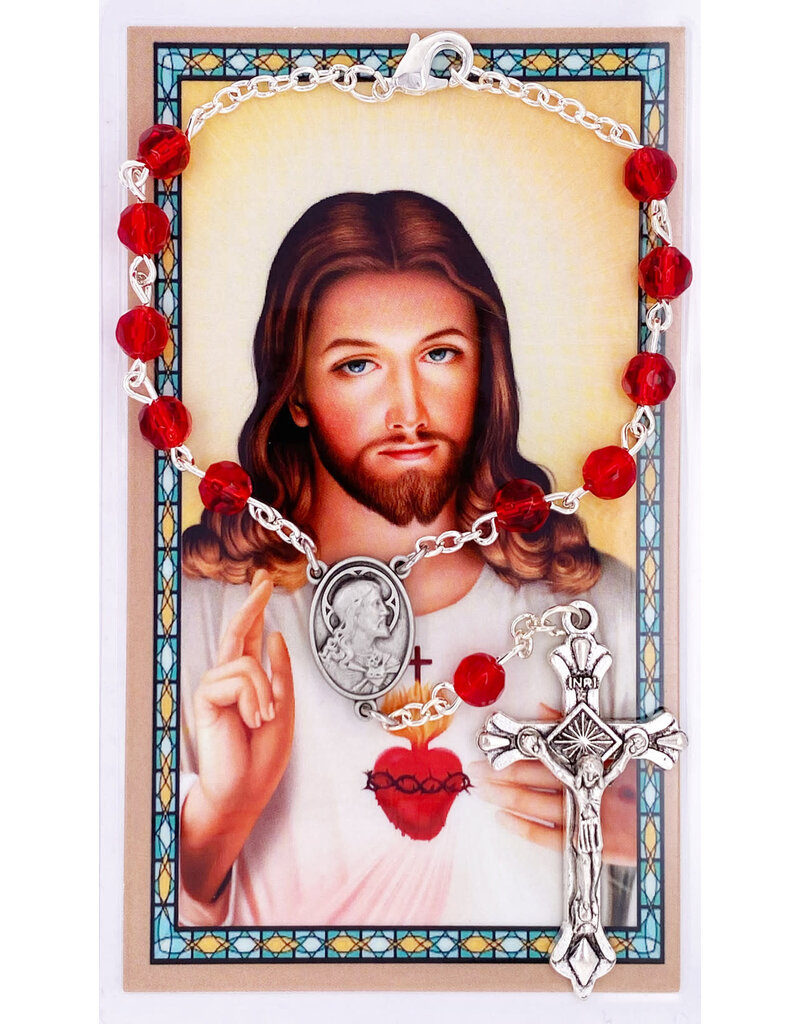 McVan Sacred Heart Auto Rosary with Prayer Card