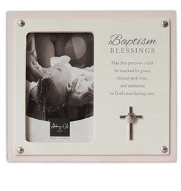 Abbey & CA Gift Frame:  Baptisms Blessings, pink (Holds 4 x 6 Photo)