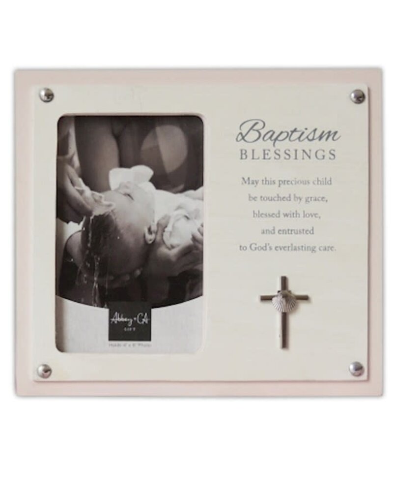 Abbey & CA Gift Frame:  Baptisms Blessings, pink (Holds 4 x 6 Photo)