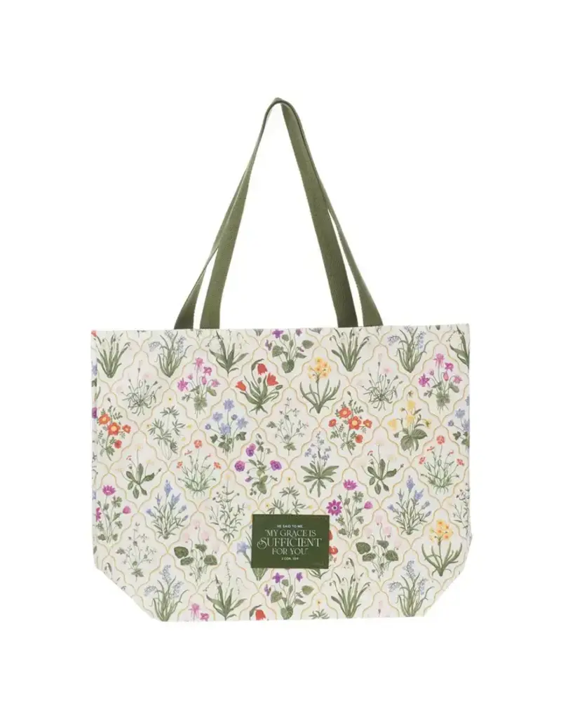 Christian Art Gifts Canvas Tote Bag -My Grace Is Sufficient For You 2 Cor 12:9