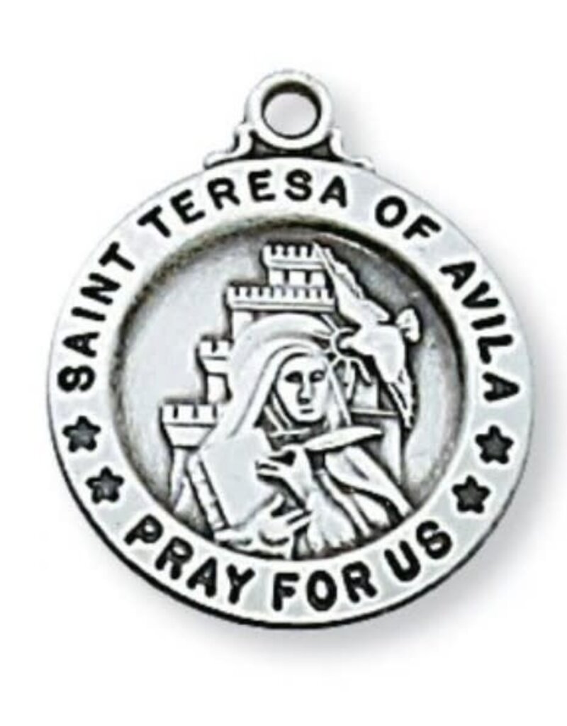 Sterling Silver St. Teresa of Avila Round Medal on 18" Chain