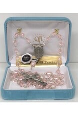 HMH Religious Czech Crystal Pink Pewter Rosary with Capped Beads