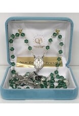 HMH Religious Czech Crystal Green Erinite Pewter Rosary with Capped Beads
