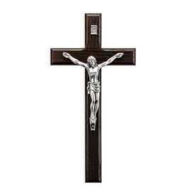 WJ Hirten 8" Palissander Wood Crucifix with an Antiqued Silver Finish Corpus
