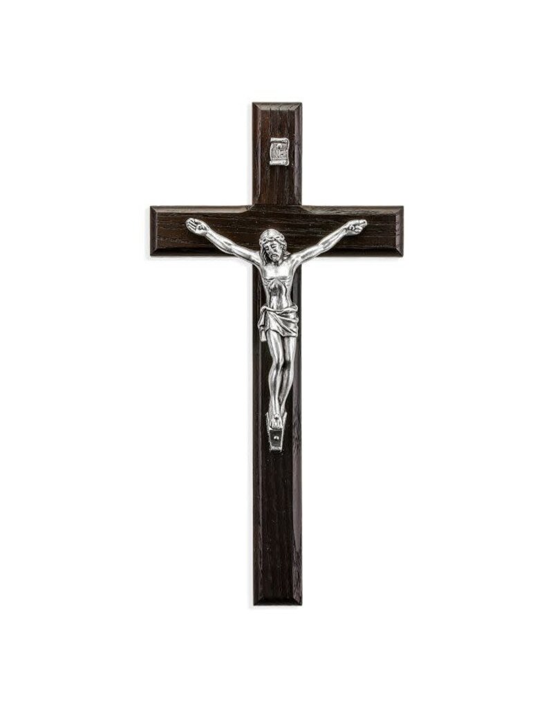 WJ Hirten 8" Palissander Wood Crucifix with an Antiqued Silver Finish Corpus