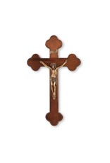 WJ Hirten 10" Budded Walnut Crucifix with Museum Gold Tone Corpus