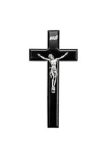 WJ Hirten 10" Black Wood Cross with a Genuine Pewter Corpus