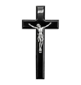 WJ Hirten 10" Black Wood Cross with a Genuine Pewter Corpus