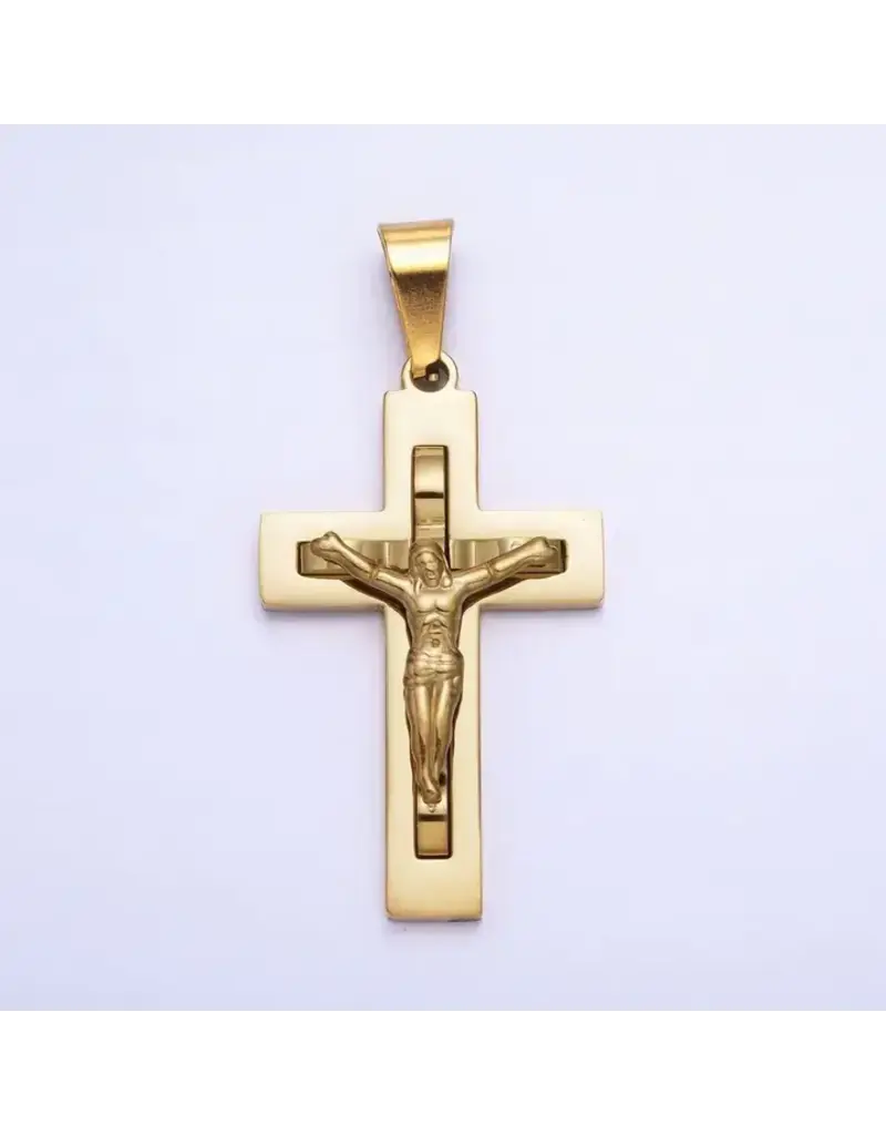 Aim Eternal Stainless Steel Crucifix Cross Pendant | Gold