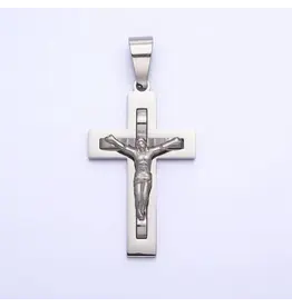 Aim Eternal Stainless Steel Crucifix Cross Pendant | Silver