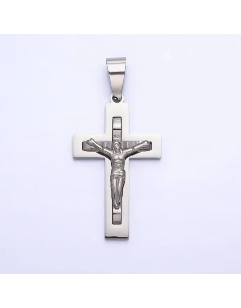 Aim Eternal Stainless Steel Crucifix Cross Pendant | Silver