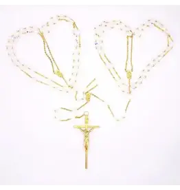 Lumen Mundi Wedding Lasso Rosary:  small crystal bead and gold-tone