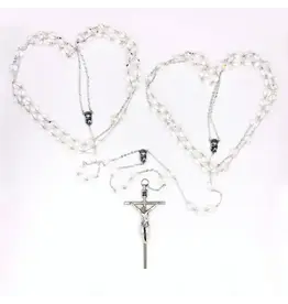 Lumen Mundi Wedding Lasso Rosary: Small Crystal Bead and Silver-tone