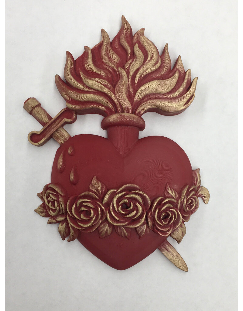 Be Still Prayer Space 3D Printed Immaculate Heart 6.5" x 5" - Red | Be Still Prayer Space
