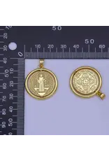 Aim Eternal 24K Gold Filled Saint Benedict Religious Figure Round Pendant