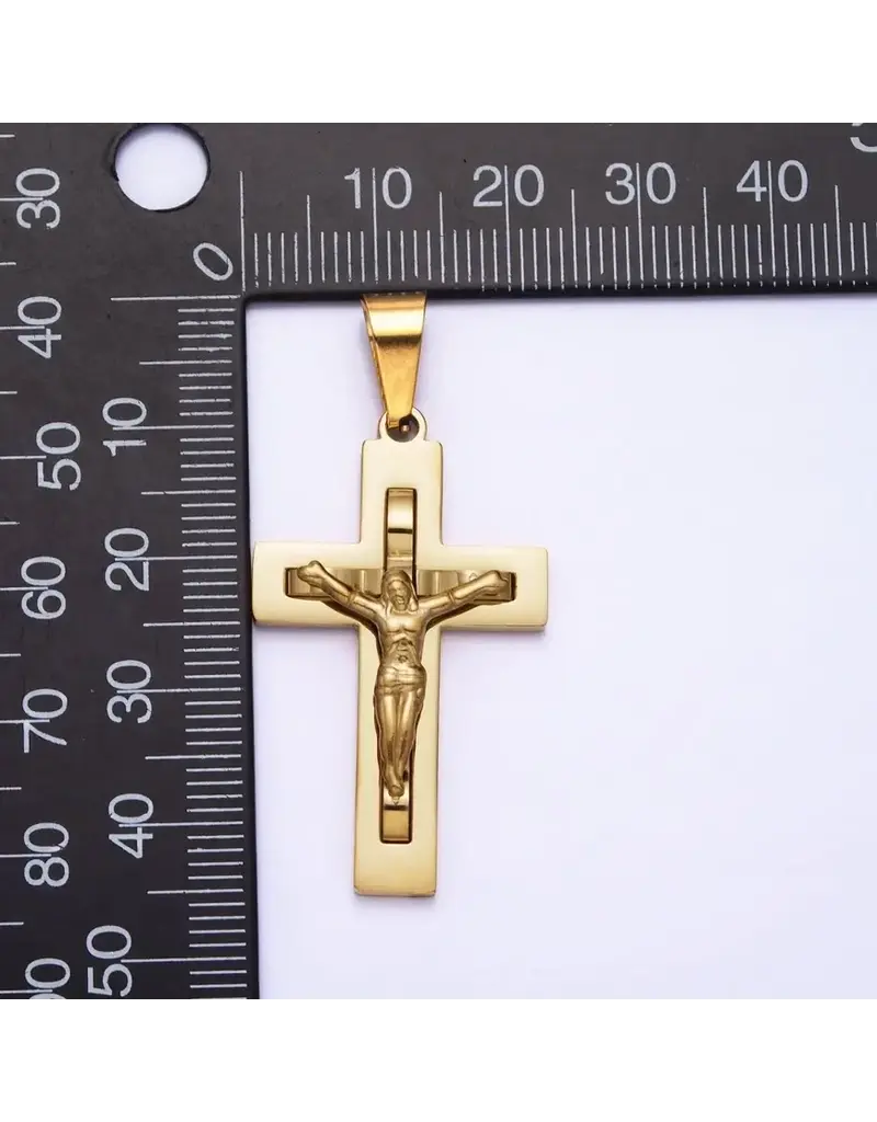 Aim Eternal Stainless Steel Crucifix Cross Pendant | Gold