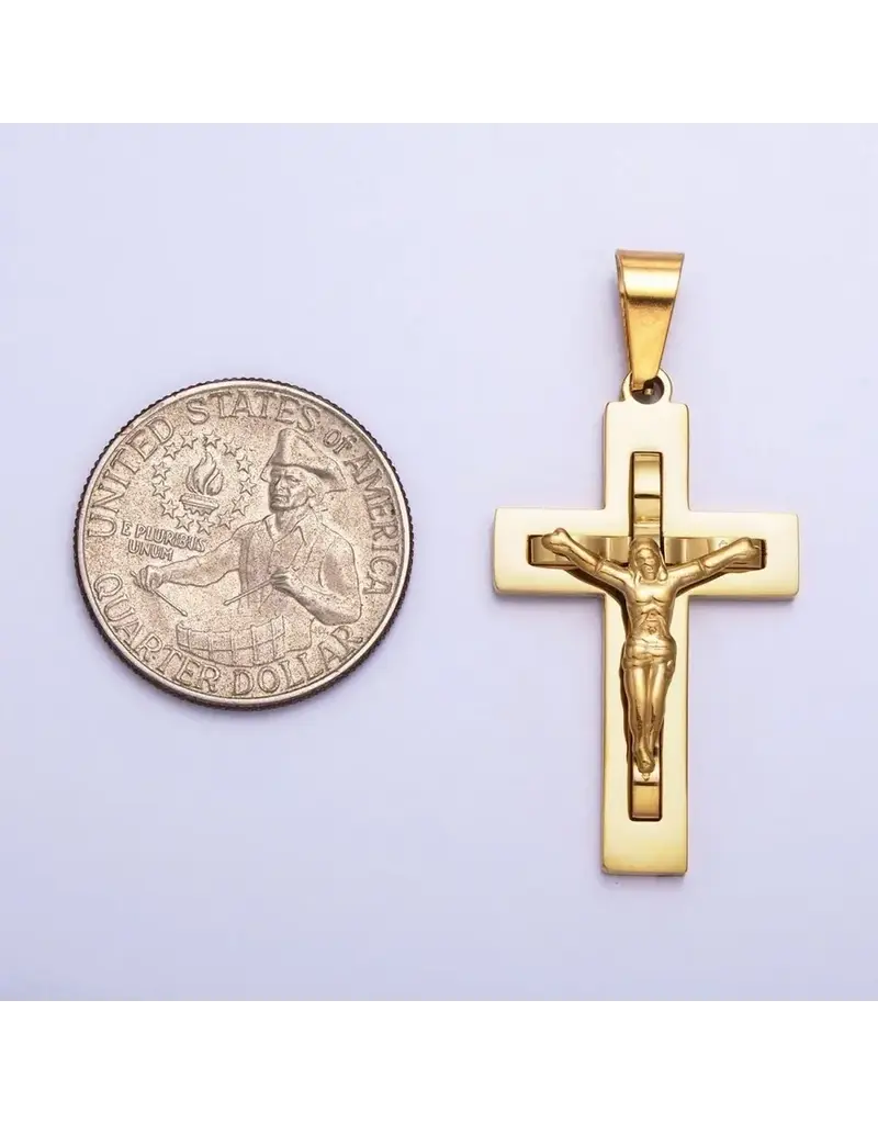 Aim Eternal Stainless Steel Crucifix Cross Pendant | Gold