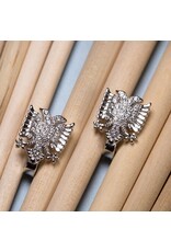"Shqipe" Albanian Two-headed Eagle Earrings in Sterling Silver with White Zirconia Stones