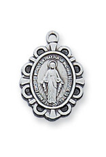 McVan 1/2" Sterling Silver Miraculous Medal with 16" Rhodium Chain