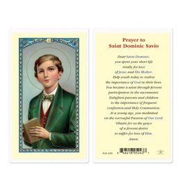 WJ Hirten Laminated Holy Card Prayer to Saint Dominic Savio
