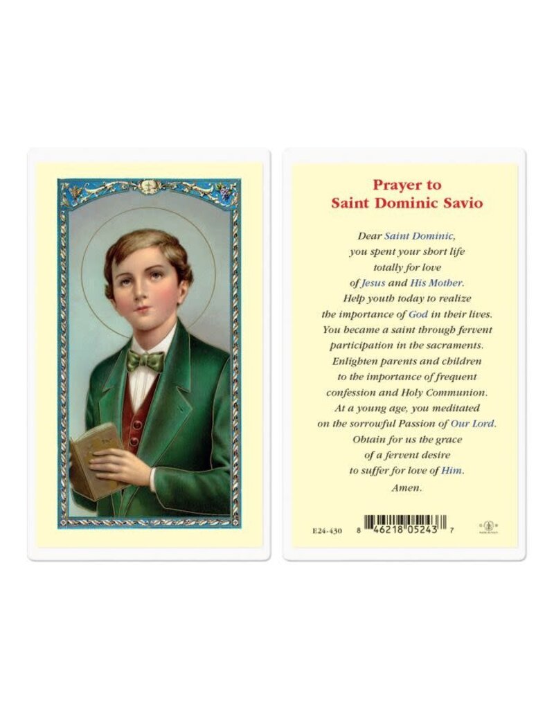 WJ Hirten Laminated Holy Card Prayer to Saint Dominic Savio