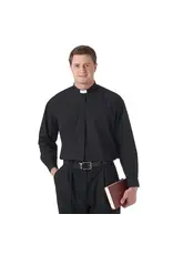 Long Sleeve Tab Collar Shirt - Black, 17.5/32-33"