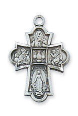 McVan Fine American Pewter 4 Way Medal on 18" Chain Necklace