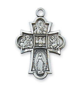McVan Fine American Pewter 4 Way Medal on 18" Chain Necklace
