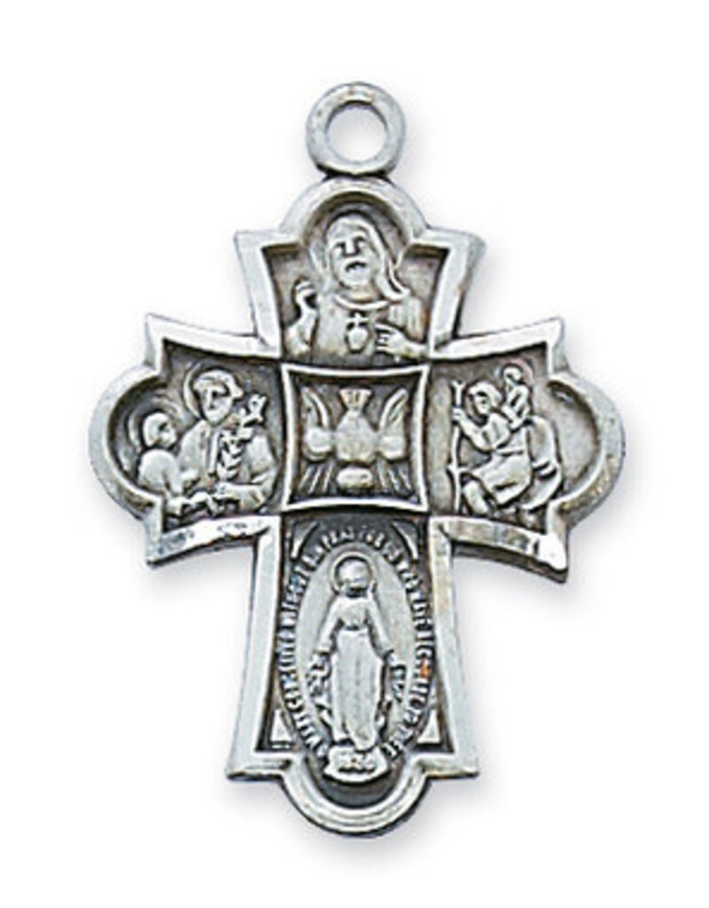 McVan Fine American Pewter 4 Way Medal on 18" Chain Necklace