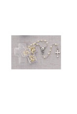 McVan White Pearl Children's Rosary in Cross Box